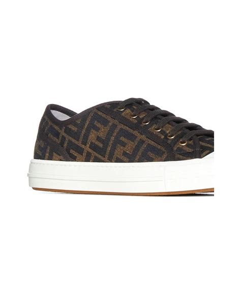 fendi domino ff motif jacquard low-top sneakers